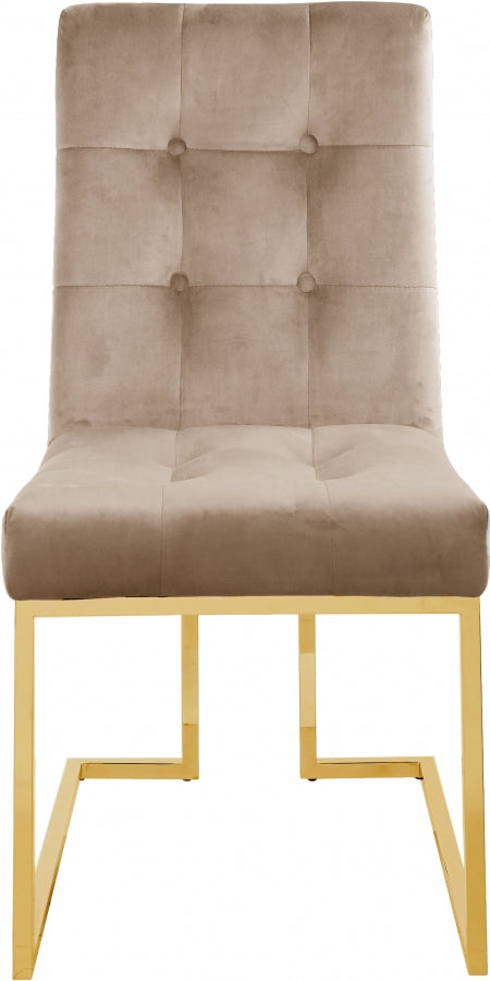 Pierre Velvet Upholstered Dining Chair in Beige, Set of 2 - 714BE-C