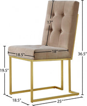 Pierre Velvet Upholstered Dining Chair in Beige, Set of 2 - 714BE-C