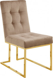 Pierre Velvet Upholstered Dining Chair in Beige, Set of 2 - 714BE-C