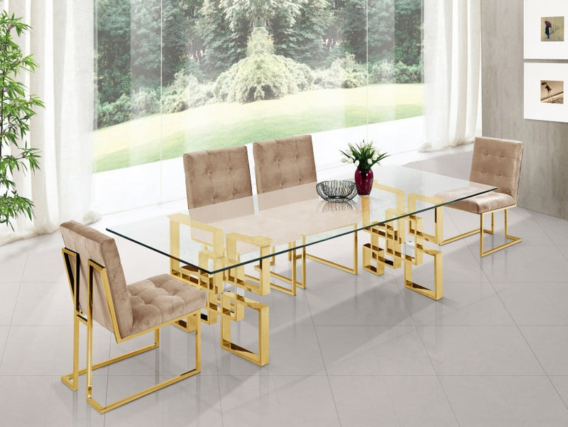 Pierre Velvet Upholstered Dining Chair in Beige, Set of 2 - 714BE-C