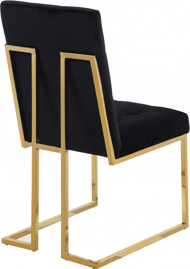 Pierre Velvet Upholstered Dining Chair in Black, Set of 2 - 714Black-C