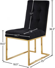 Pierre Velvet Upholstered Dining Chair in Black, Set of 2 - 714Black-C
