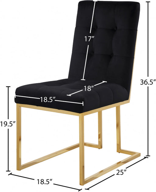Pierre Velvet Upholstered Dining Chair in Black, Set of 2 - 714Black-C