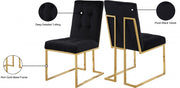 Pierre Velvet Upholstered Dining Chair in Black, Set of 2 - 714Black-C