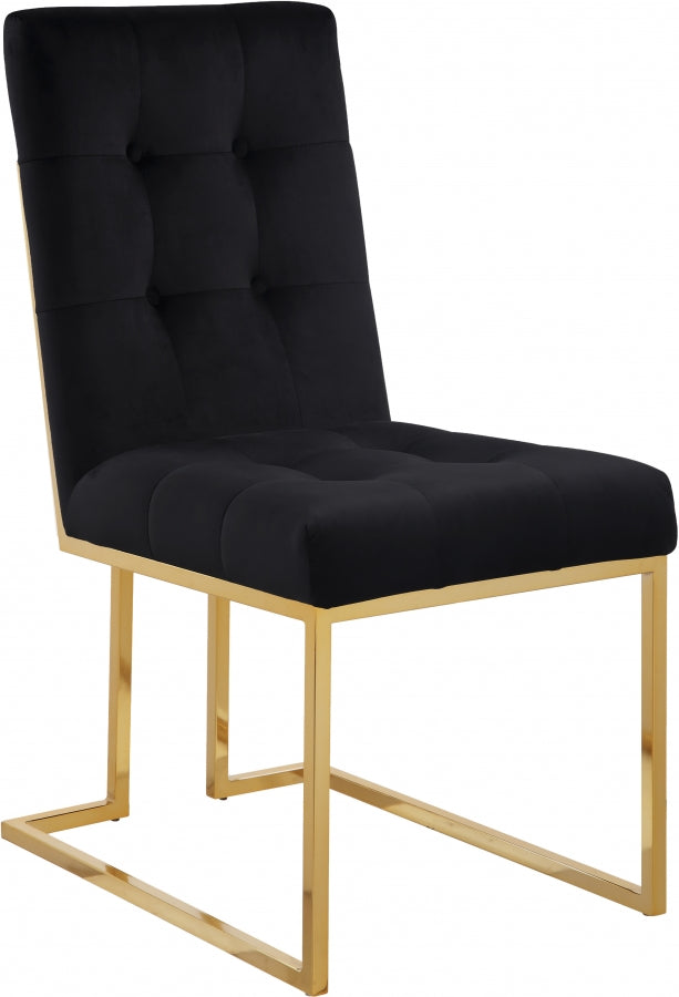 Pierre Velvet Upholstered Dining Chair in Black, Set of 2 - 714Black-C