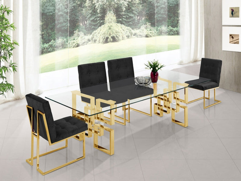 Pierre Velvet Upholstered Dining Chair in Black, Set of 2 - 714Black-C
