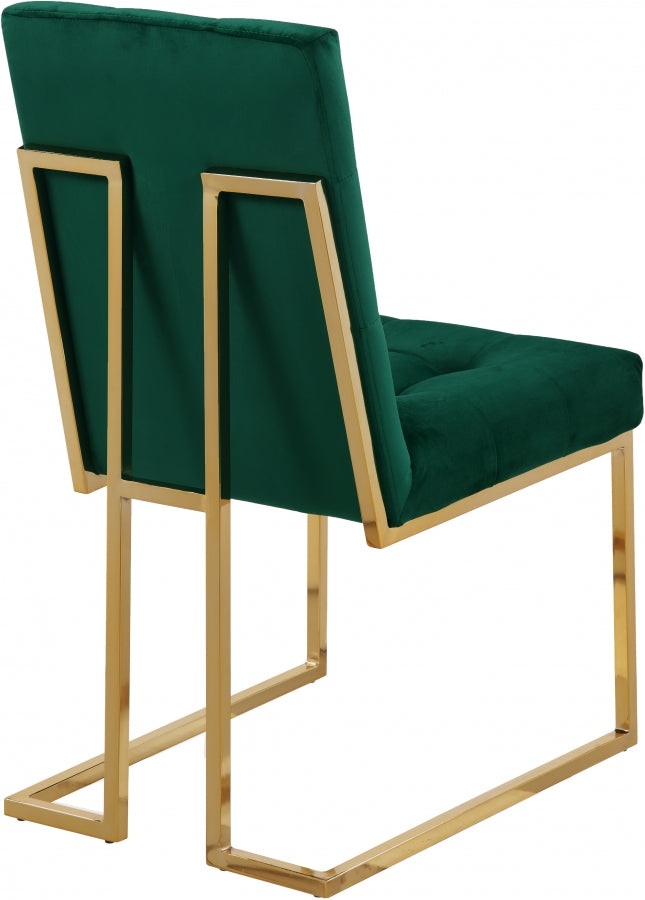Pierre Velvet Upholstered Dining Chair in Green, Set of 2 - 714Green-C