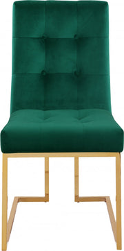 Pierre Velvet Upholstered Dining Chair in Green, Set of 2 - 714Green-C