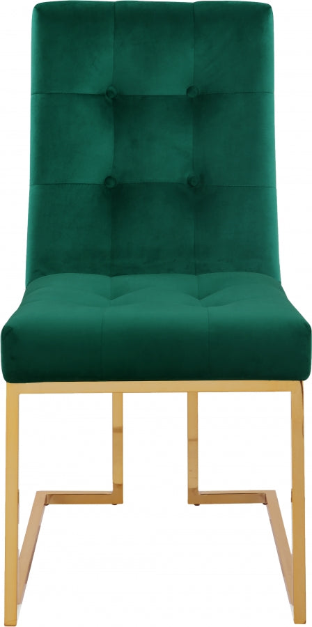 Pierre Velvet Upholstered Dining Chair in Green, Set of 2 - 714Green-C