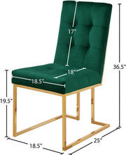 Pierre Velvet Upholstered Dining Chair in Green, Set of 2 - 714Green-C