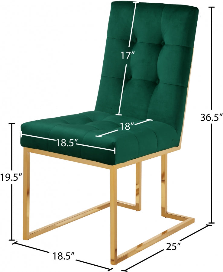 Pierre Velvet Upholstered Dining Chair in Green, Set of 2 - 714Green-C