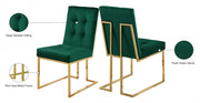Pierre Velvet Upholstered Dining Chair in Green, Set of 2 - 714Green-C