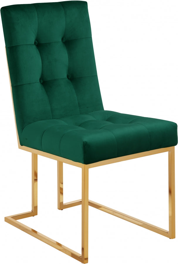 Pierre Velvet Upholstered Dining Chair in Green, Set of 2 - 714Green-C