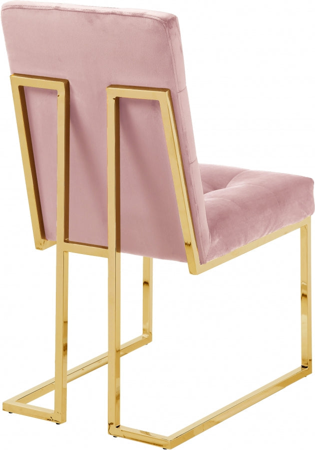 Pierre Velvet Upholstered Dining Chair in Pink, Set of 2 - 714Pink-C