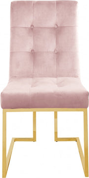 Pierre Velvet Upholstered Dining Chair in Pink, Set of 2 - 714Pink-C
