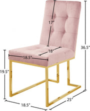 Pierre Velvet Upholstered Dining Chair in Pink, Set of 2 - 714Pink-C