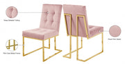 Pierre Velvet Upholstered Dining Chair in Pink, Set of 2 - 714Pink-C