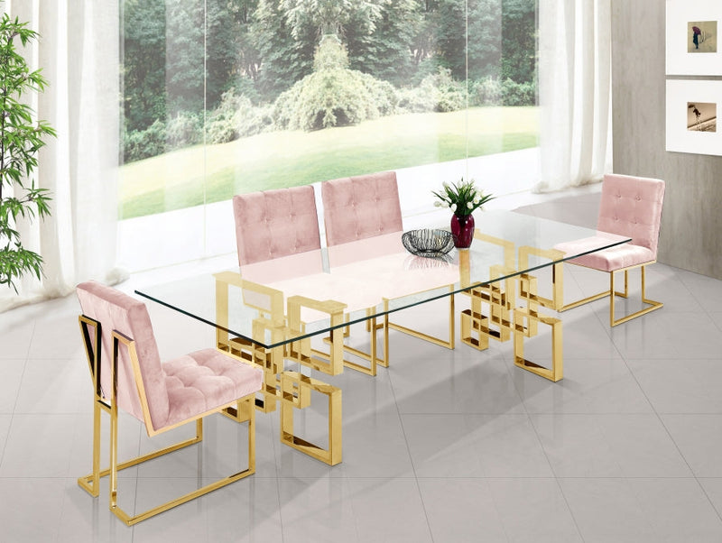 Pierre Velvet Upholstered Dining Chair in Pink, Set of 2 - 714Pink-C