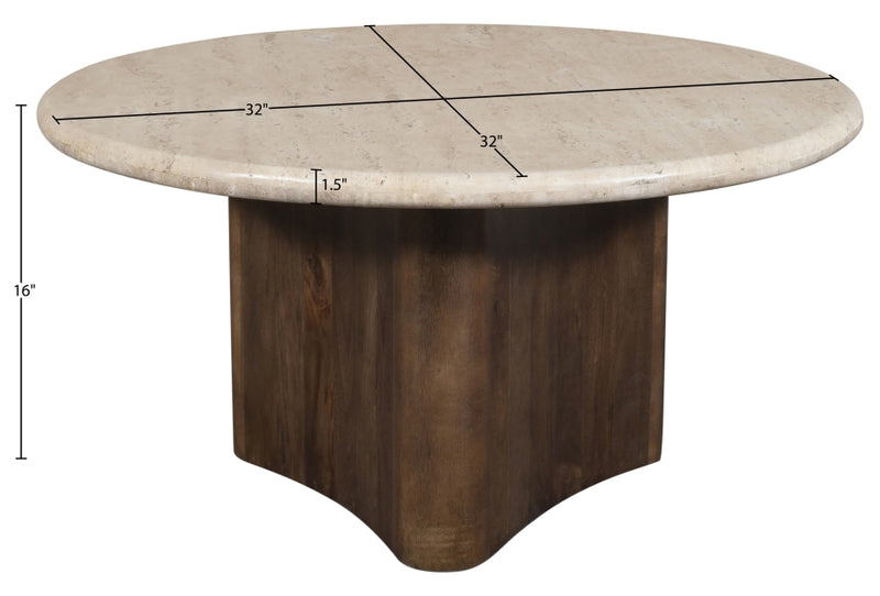 Pietra Travertine And Mango Wood Coffee Table in Brown - 77014Brown-CT