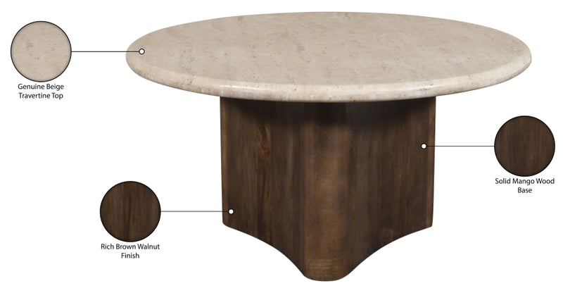 Pietra Travertine And Mango Wood Coffee Table in Brown - 77014Brown-CT