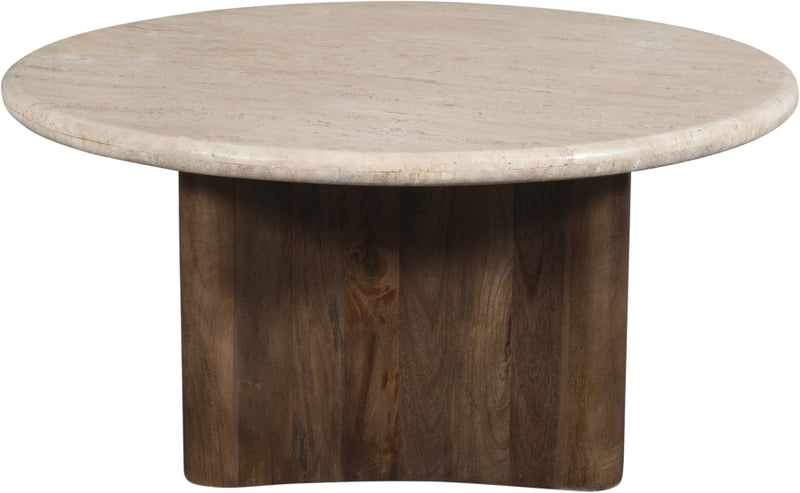 Pietra Travertine And Mango Wood Coffee Table in Brown - 77014Brown-CT