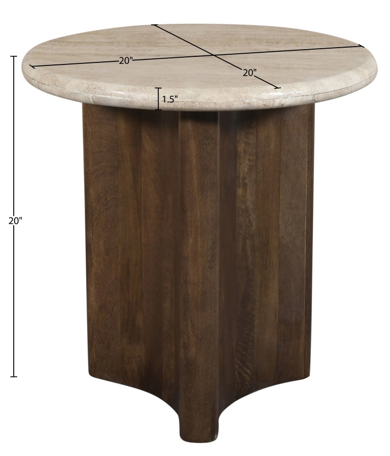 Pietra Travertine And Mango Wood End / Side Table in Brown - 77014Brown-ET
