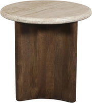 Pietra Travertine And Mango Wood End / Side Table in Brown - 77014Brown-ET
