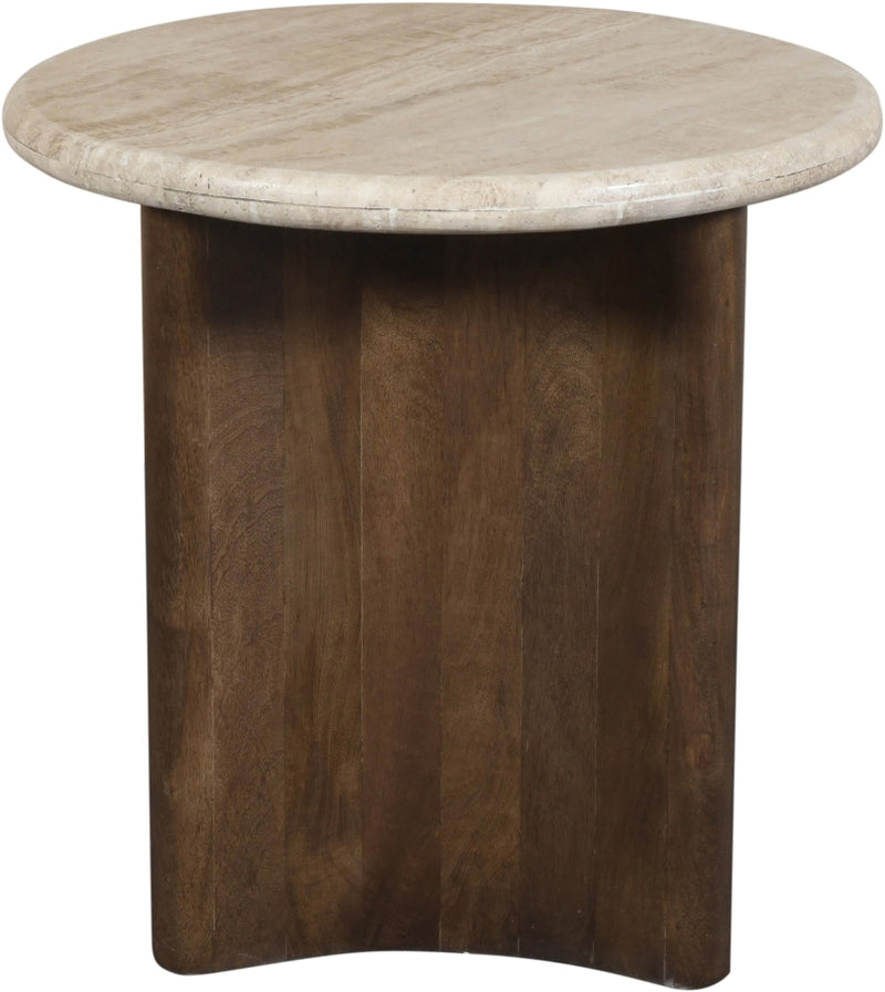 Pietra Travertine And Mango Wood End / Side Table in Brown - 77014Brown-ET