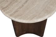 Pietra Travertine And Mango Wood End / Side Table in Brown - 77014Brown-ET