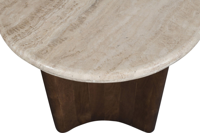 Pietra Travertine And Mango Wood End / Side Table in Brown - 77014Brown-ET