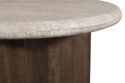 Pietra Travertine And Mango Wood End / Side Table in Brown - 77014Brown-ET
