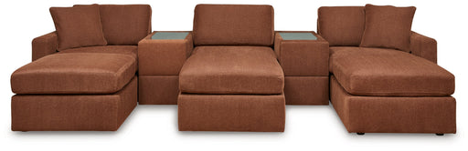 Pillar Peak 5-Piece Sectional with Ottoman in Spice - PKG019267