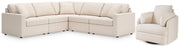 Pillar Peak 5-Piece Sectional with Recliner in Oyster - PKG018625