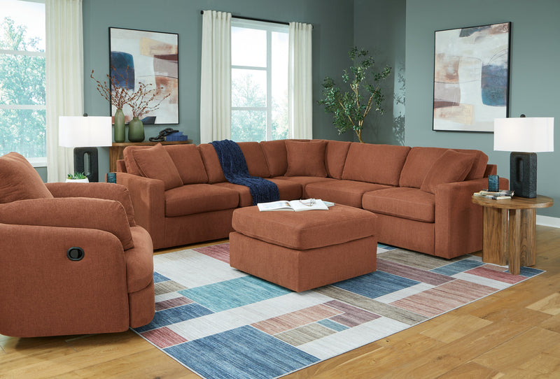 Pillar Peak 5-Piece Sectional with Recliner in Spice - PKG018612