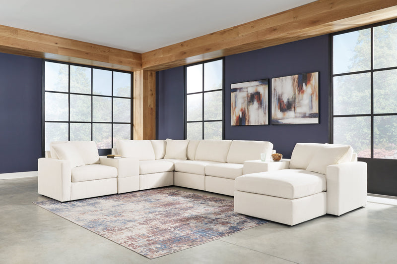 Pillar Peak 8-Piece Sectional with Ottoman in Oyster - PKG019274