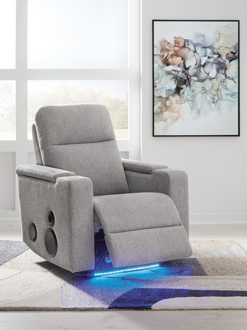 Pineland Pewter Power Glider Recliner with Audio System - PC9930642A