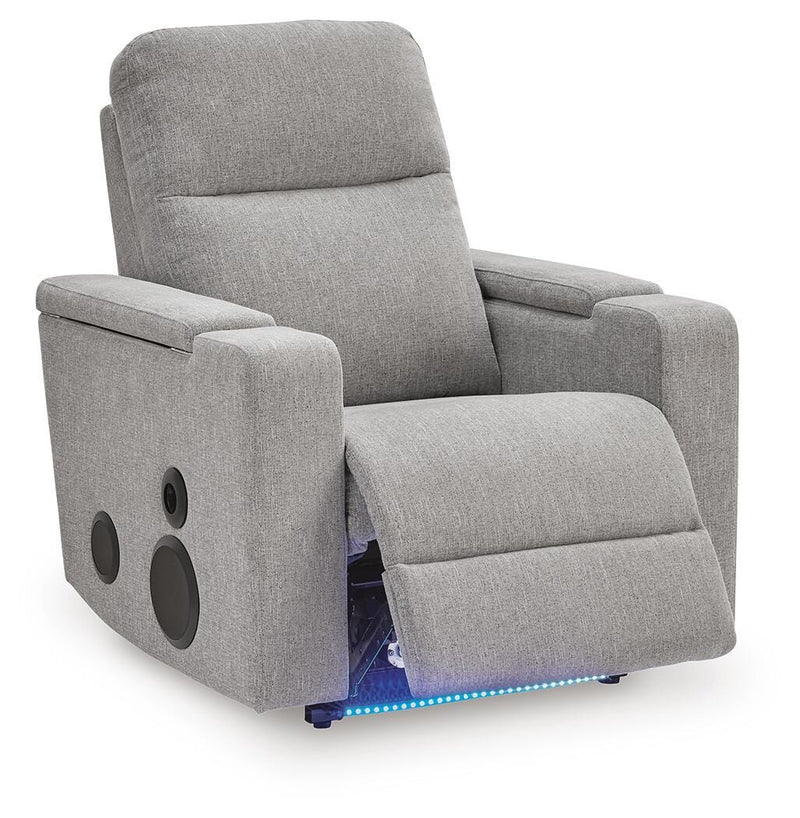 Pineland Pewter Power Glider Recliner with Audio System - PC9930642A