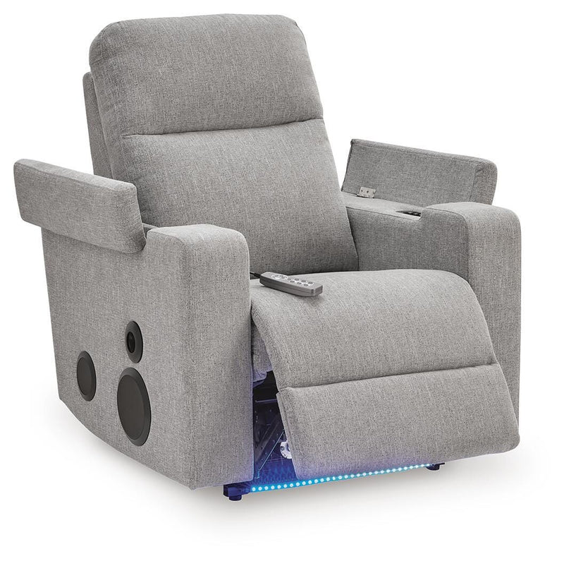 Pineland Pewter Power Glider Recliner with Audio System - PC9930642A