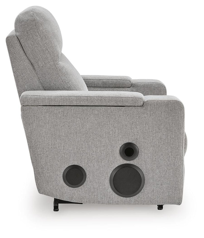 Pineland Pewter Power Glider Recliner with Audio System - PC9930642A