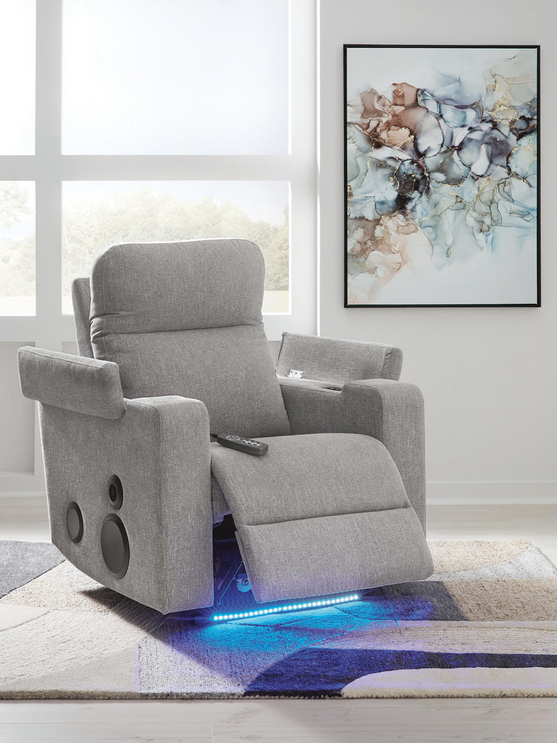 Pineland Pewter Power Glider Recliner with Audio System - PC9930642A