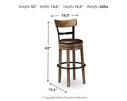 Pinnadel Grayish Brown Bar Height Bar Stool (Set of 2) - D542-130X2