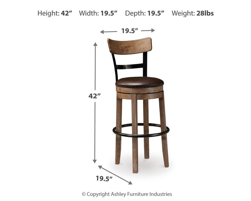 Pinnadel Grayish Brown Bar Height Bar Stool (Set of 2) - D542-130X2