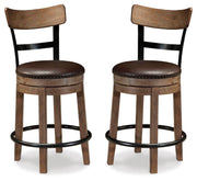 Pinnadel Grayish Brown Counter Height Bar Stool (Set of 2) - D542-124X2