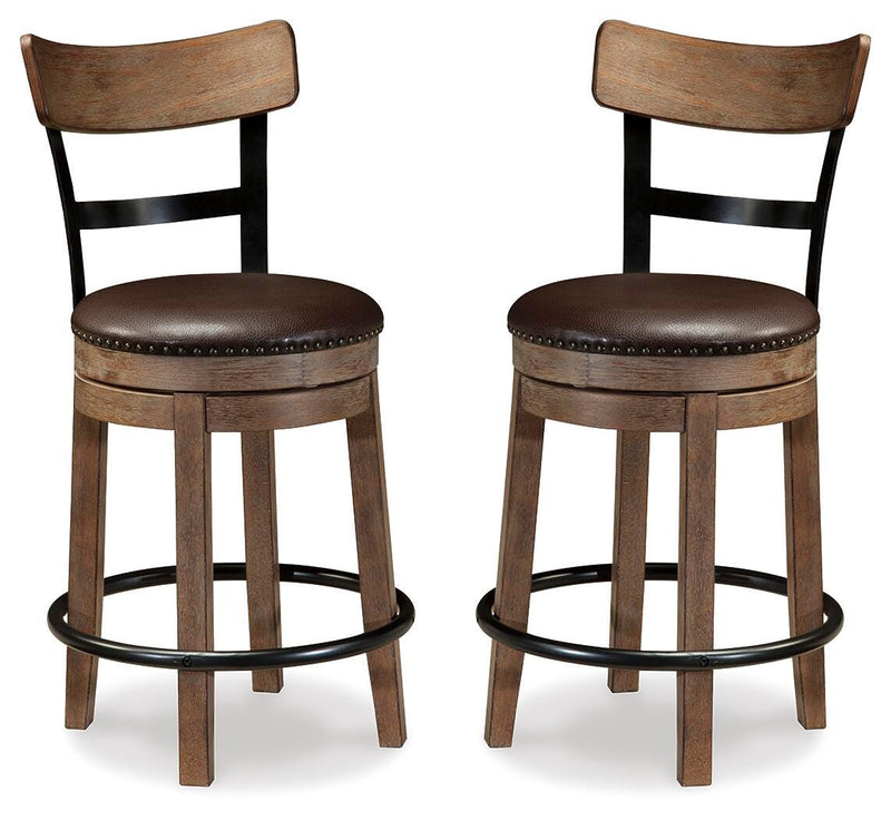 Pinnadel Grayish Brown Counter Height Bar Stool (Set of 2) - D542-124X2