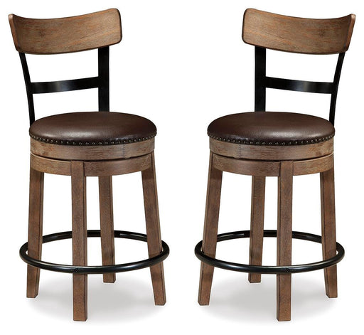 Pinnadel Grayish Brown Counter Height Bar Stool (Set of 2) - D542-124X2