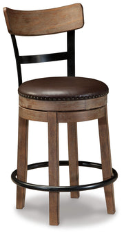 Pinnadel Grayish Brown Counter Height Bar Stool (Set of 2) - D542-124X2