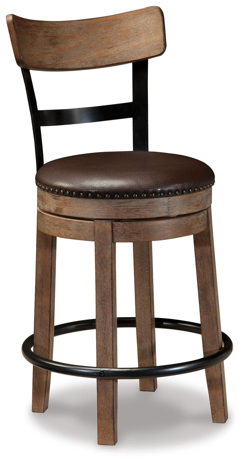 Pinnadel Grayish Brown Counter Height Bar Stool (Set of 2) - D542-124X2