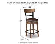Pinnadel Grayish Brown Counter Height Bar Stool (Set of 2) - D542-124X2
