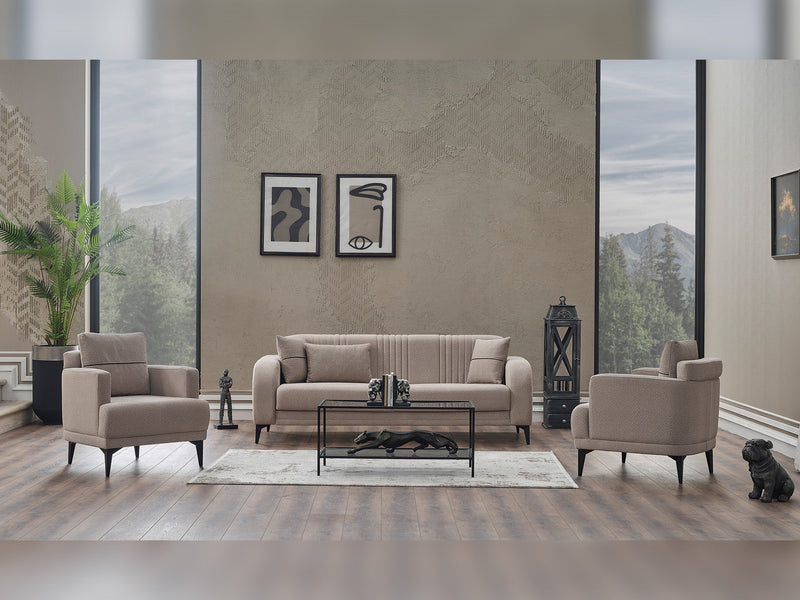 Pirlanta 3-pieces (Sofa & Loveseat & Chair) Livingroom in Beige - 200-SER-PIR-SOFT04-321