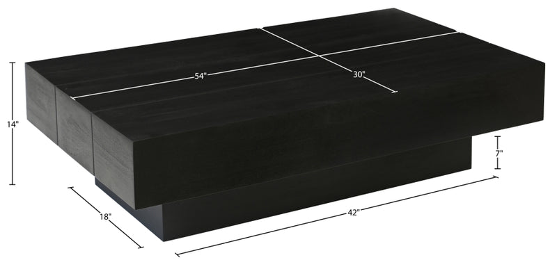 Plank Mango Wood Coffee Table in Black - 63011Black-CT